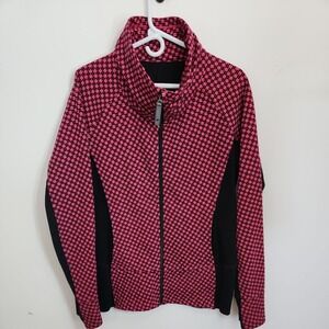 Lululemon Jacket Women 10 Pink Black Radiant Jacket Cotton Fleece Full Zip Mock